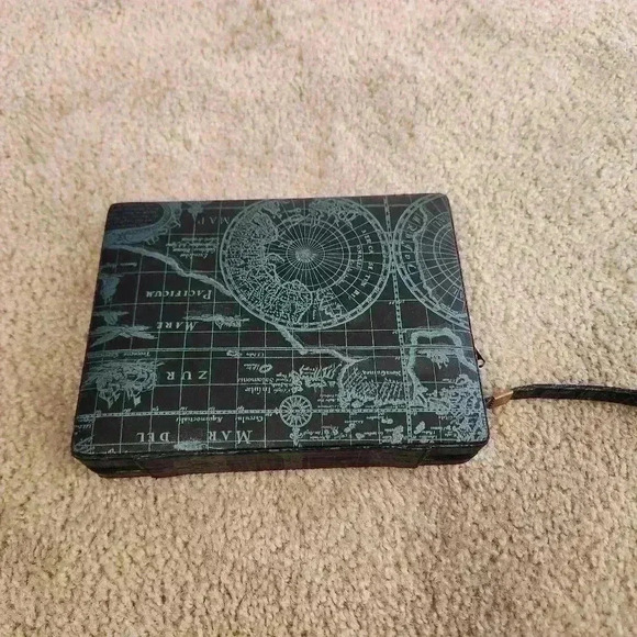 Vtg Backgammon Board Game Old World Map Leather Case #CC - Picture 3 of 3